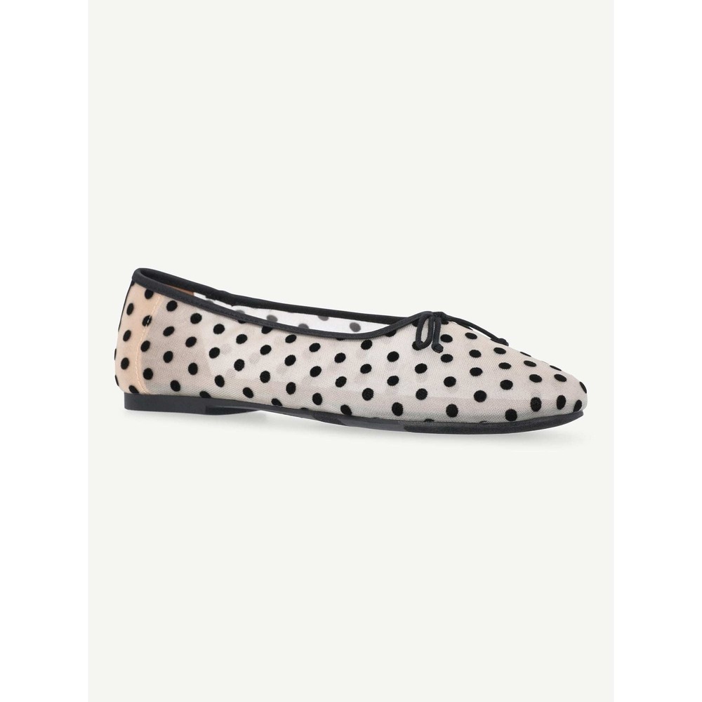No Boundaries Mesh Flat Women Polka Dot Black White Ballet Slip On Shoe Size 7 - Picture 7 of 8